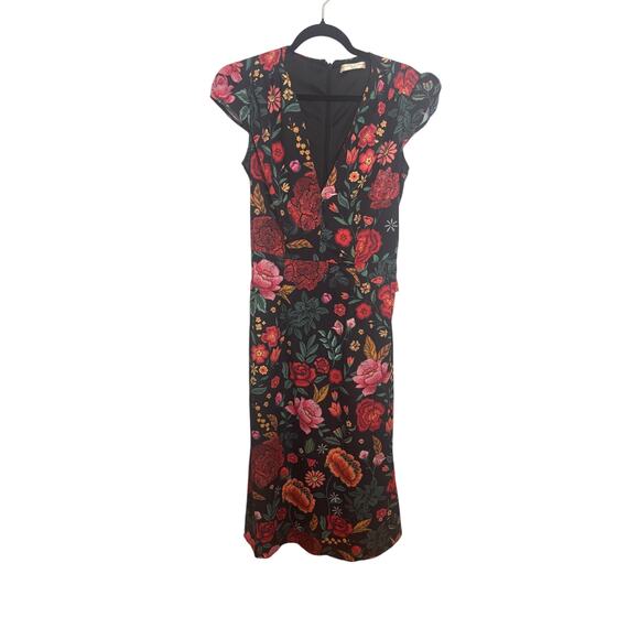 Wayward Fancies eShakti Floral Dress Medium Dark Academia Cap Sleeve Colorful - Picture 1 of 9
